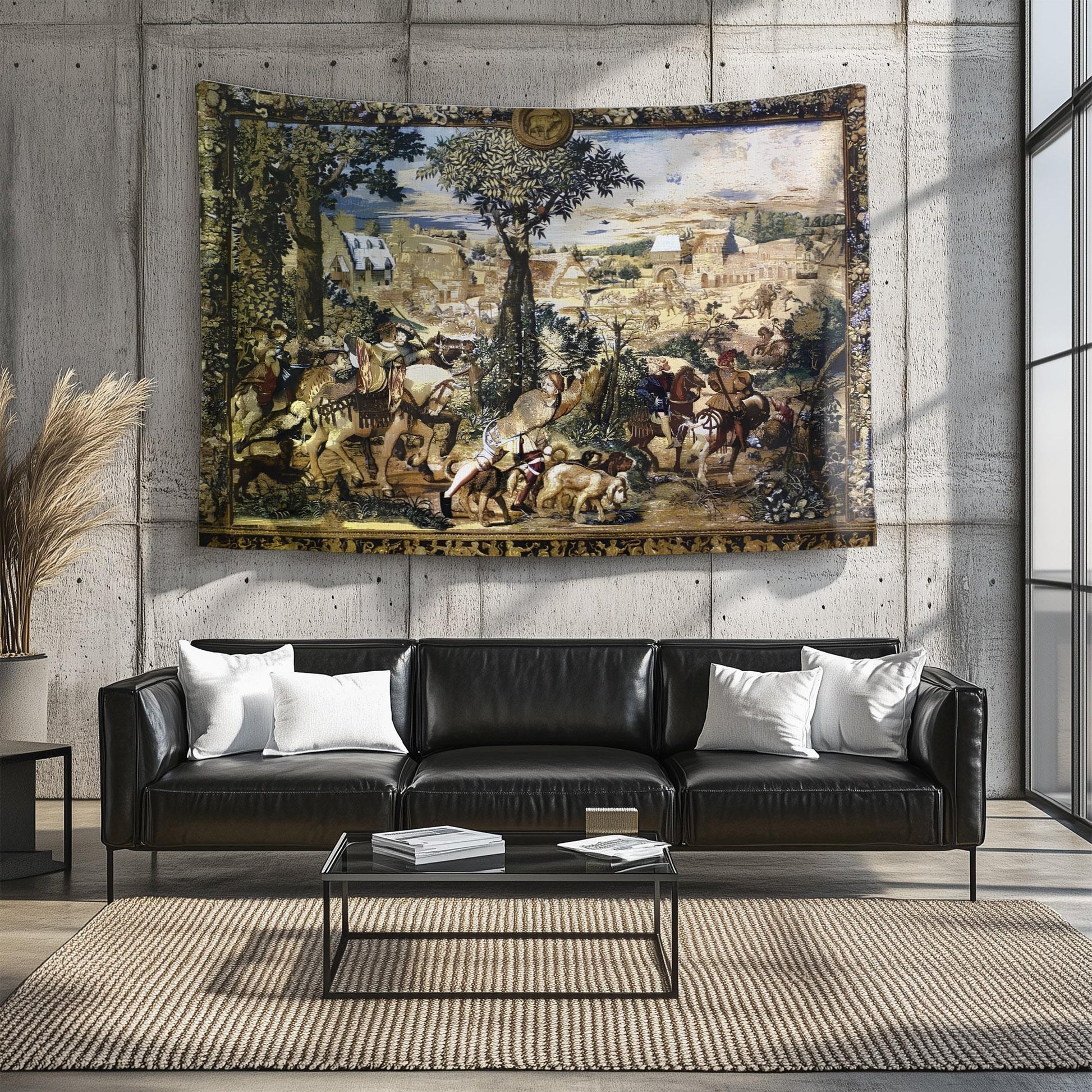 Hunt of Maximilian Wall Tapestry - Renaissance Art Decor, Medieval Hunting Scene, Historic Home Wall Hanging, Classic European Tapestry