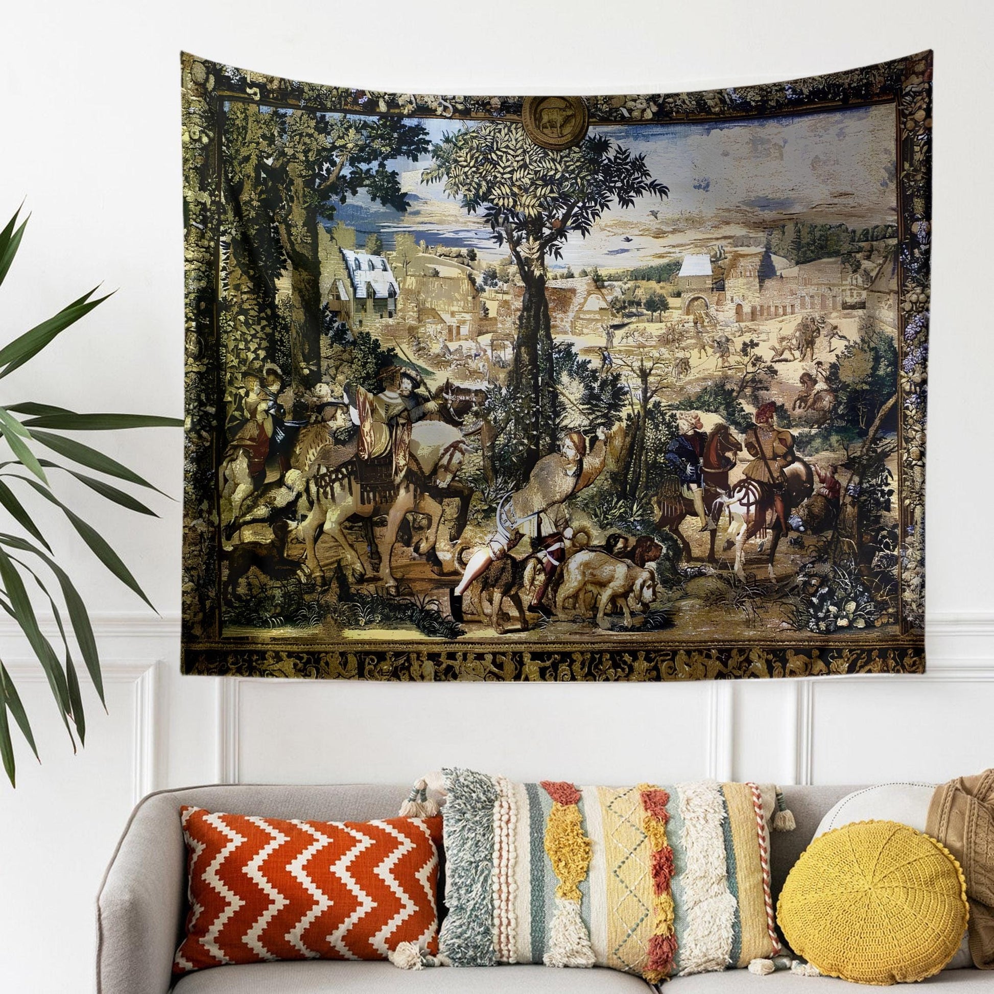 Hunt of Maximilian Wall Tapestry - Renaissance Art Decor, Medieval Hunting Scene, Historic Home Wall Hanging, Classic European Tapestry