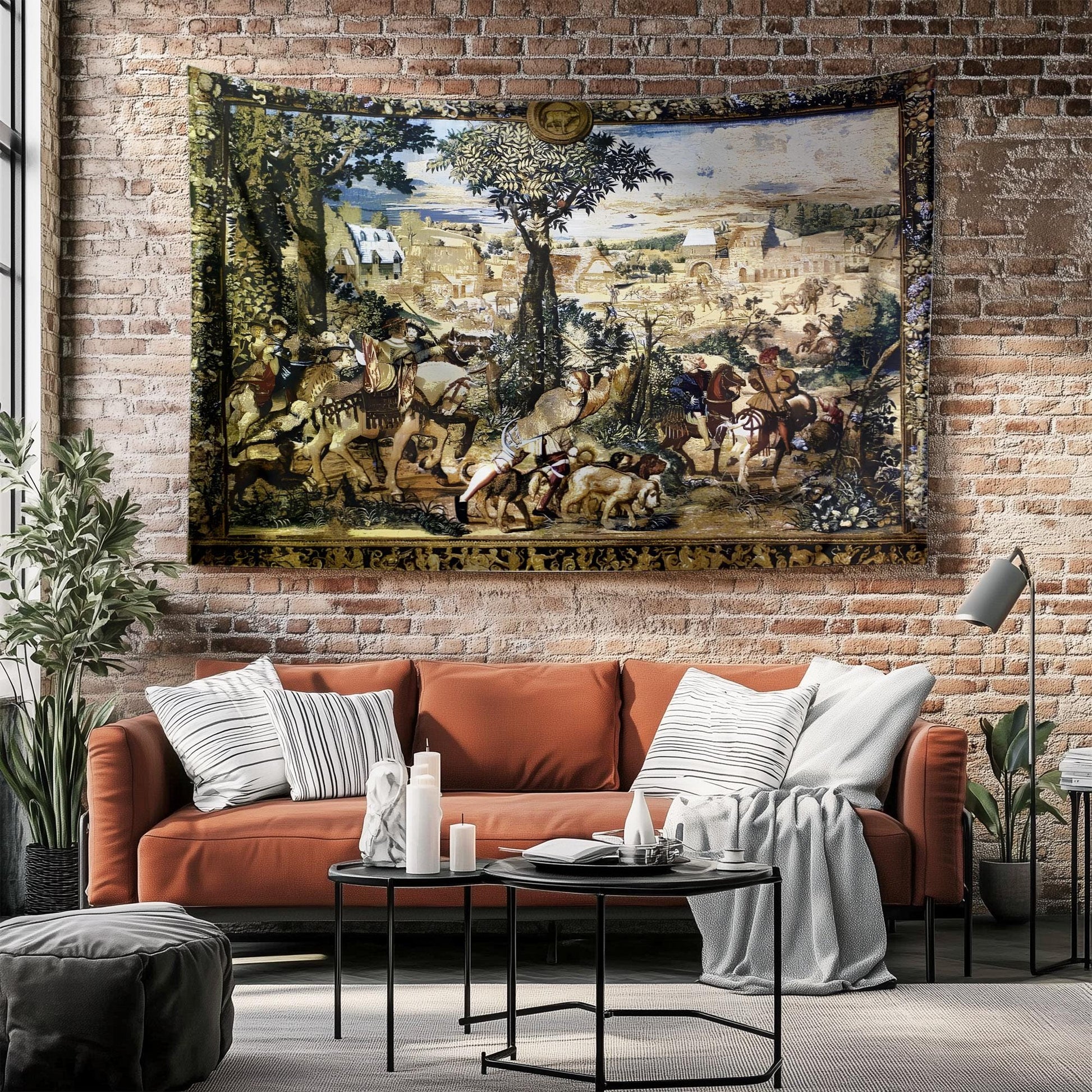 Hunt of Maximilian Wall Tapestry - Renaissance Art Decor, Medieval Hunting Scene, Historic Home Wall Hanging, Classic European Tapestry
