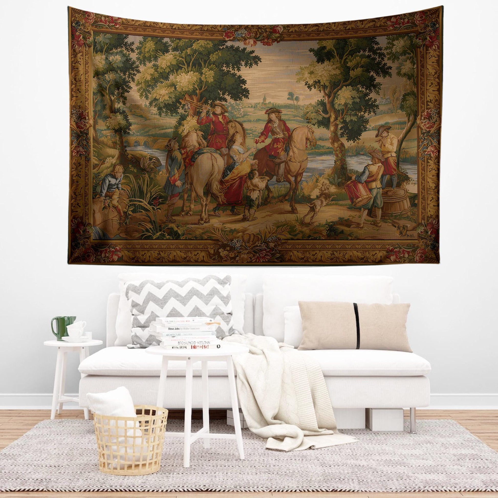 Vintage French Kings Pipers Wall Tapestry – Boho Bedroom & Living Room Decor, Detailed Artwork Textile, Unique Home Accent
