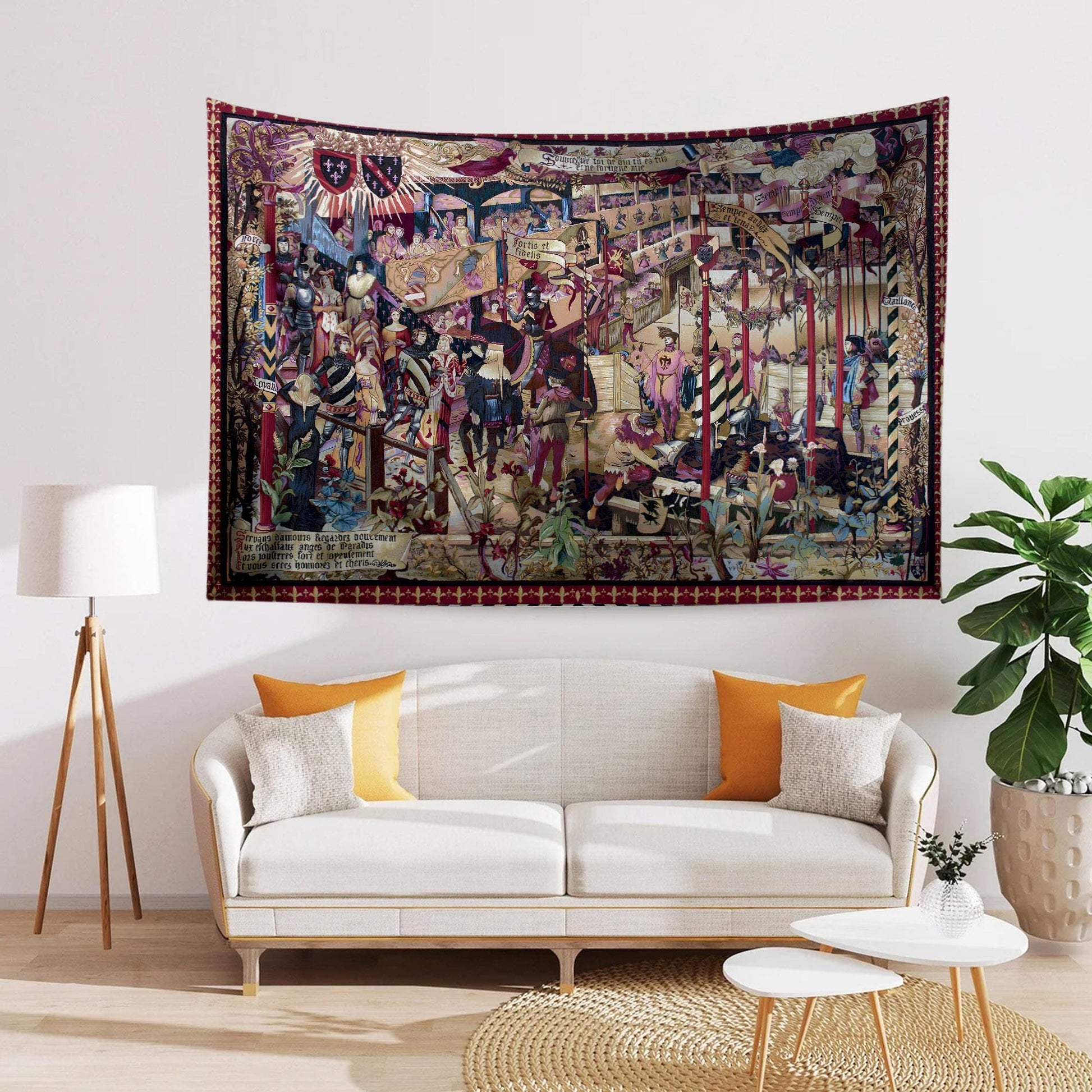 French Wall Tapestry Le Tournai Vintage Style Lightweight Hanging Art for Living Room & Bedroom Home Decor