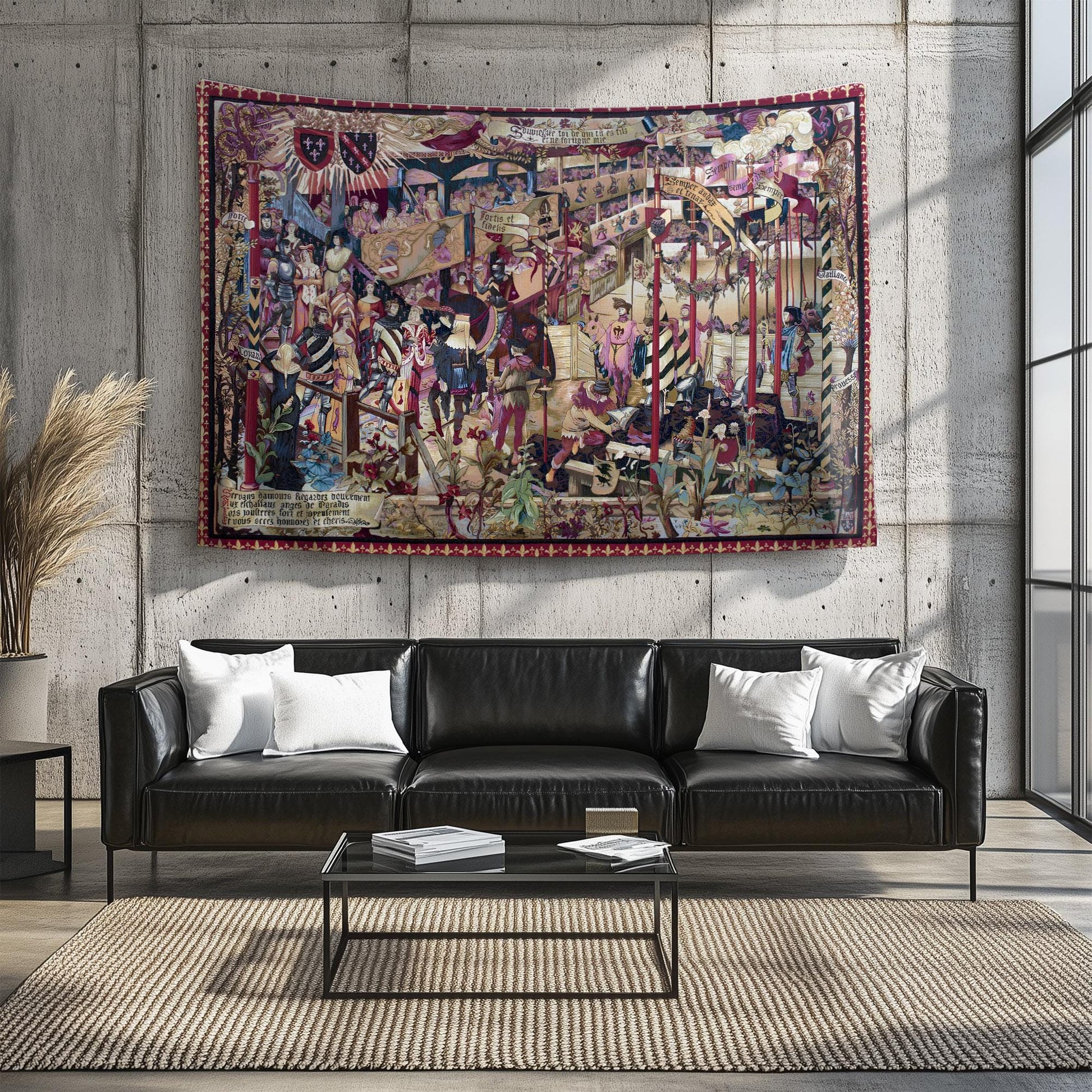 French Wall Tapestry Le Tournai Vintage Style Lightweight Hanging Art for Living Room & Bedroom Home Decor