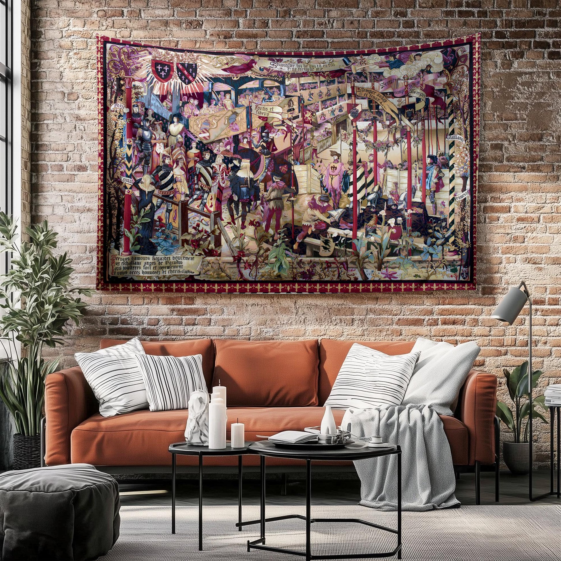 French Wall Tapestry Le Tournai Vintage Style Lightweight Hanging Art for Living Room & Bedroom Home Decor