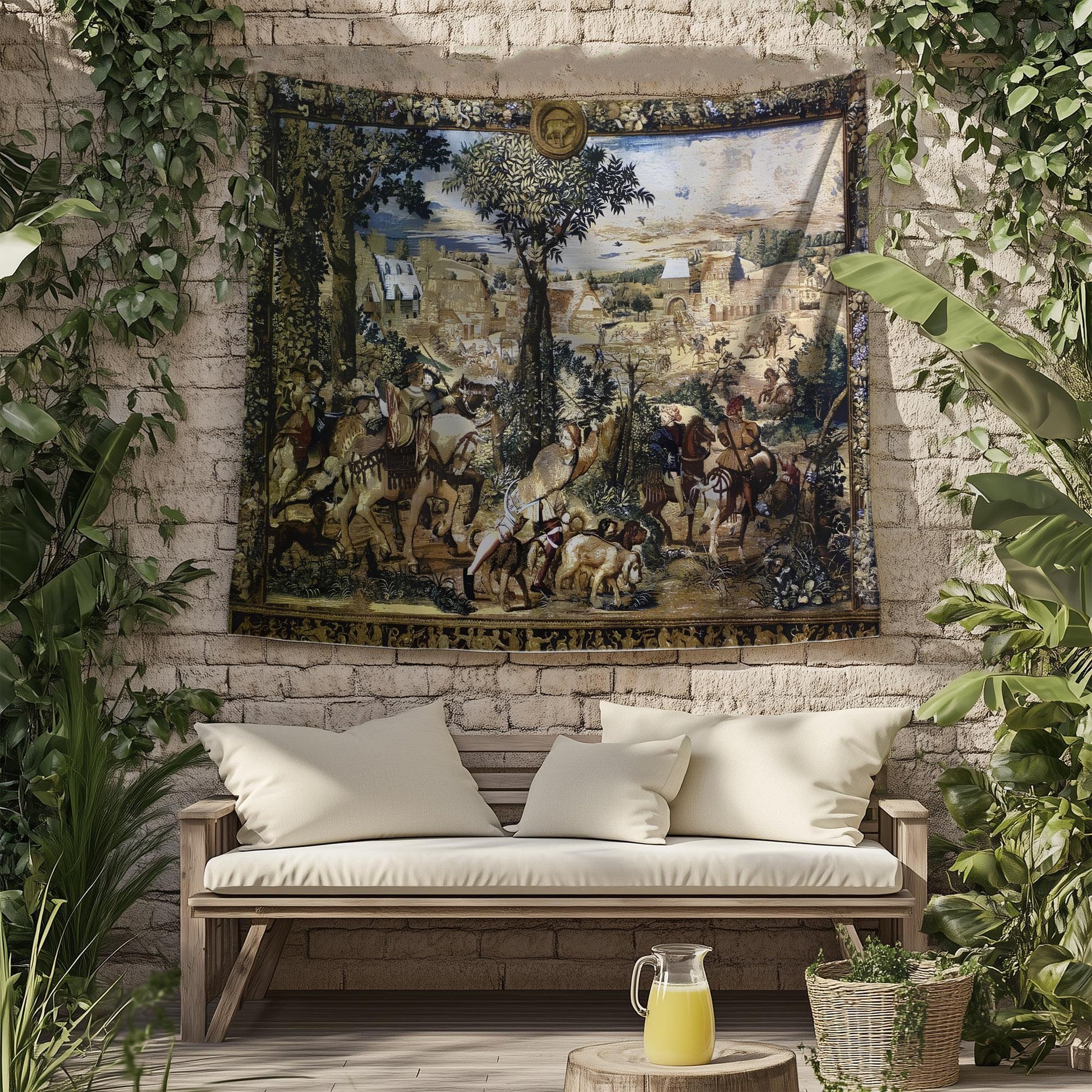 Hunt of Maximilian Wall Tapestry - Renaissance Art Decor, Medieval Hunting Scene, Historic Home Wall Hanging, Classic European Tapestry