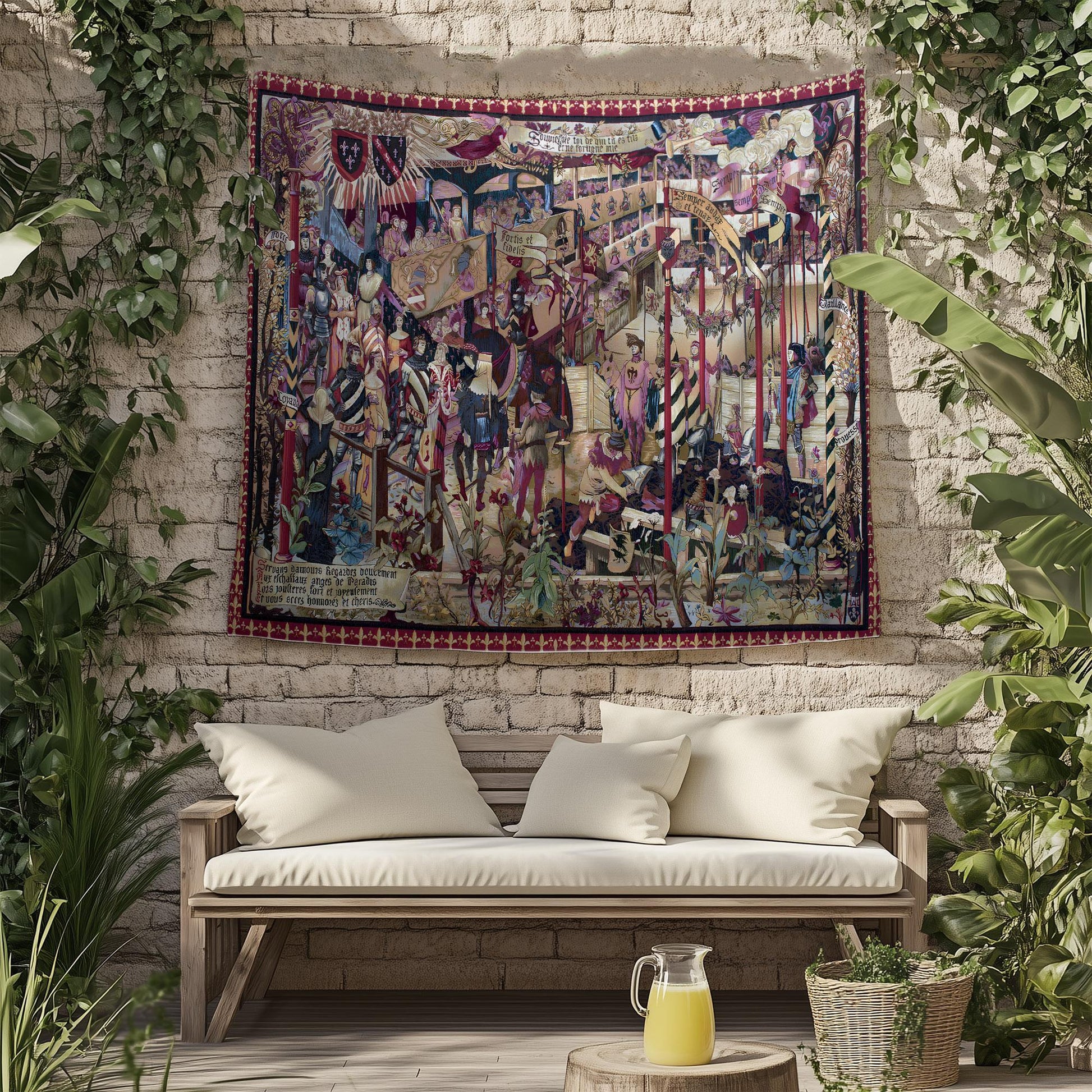 French Wall Tapestry Le Tournai Vintage Style Lightweight Hanging Art for Living Room & Bedroom Home Decor