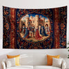 Medieval Castle Wall Tapestry in Red Burgundy – European Princess Castle Decor for Bedroom & Living Room
