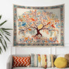 Colorful Tree of Life Tapestry Wall Hanging with Floral & Birds Design, Boho Home Decor, Nature-Inspired Art, Bedroom Living Room Accent