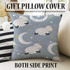 Kids Nursery Curtains with Gray White Moon Stars Sheep Lamb Design & Gift Pillowcase, Custom Sizes, Cozy Child Room Decor
