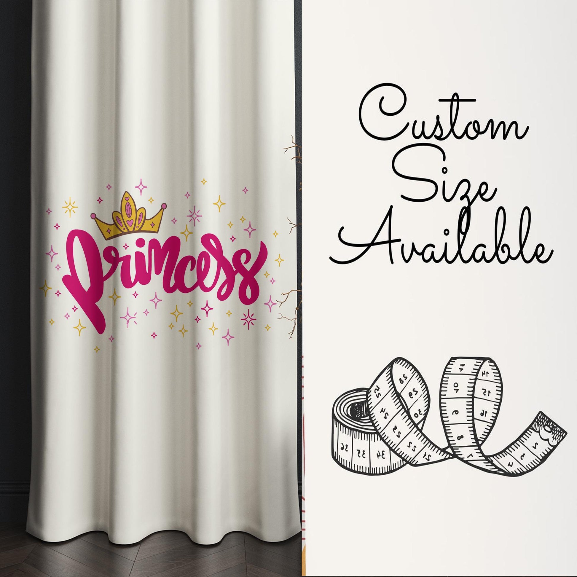 Pink Princess Kids Room Curtains, Custom Size Girls Window Drapes, Nursery Decor & Gift Pillow Case
