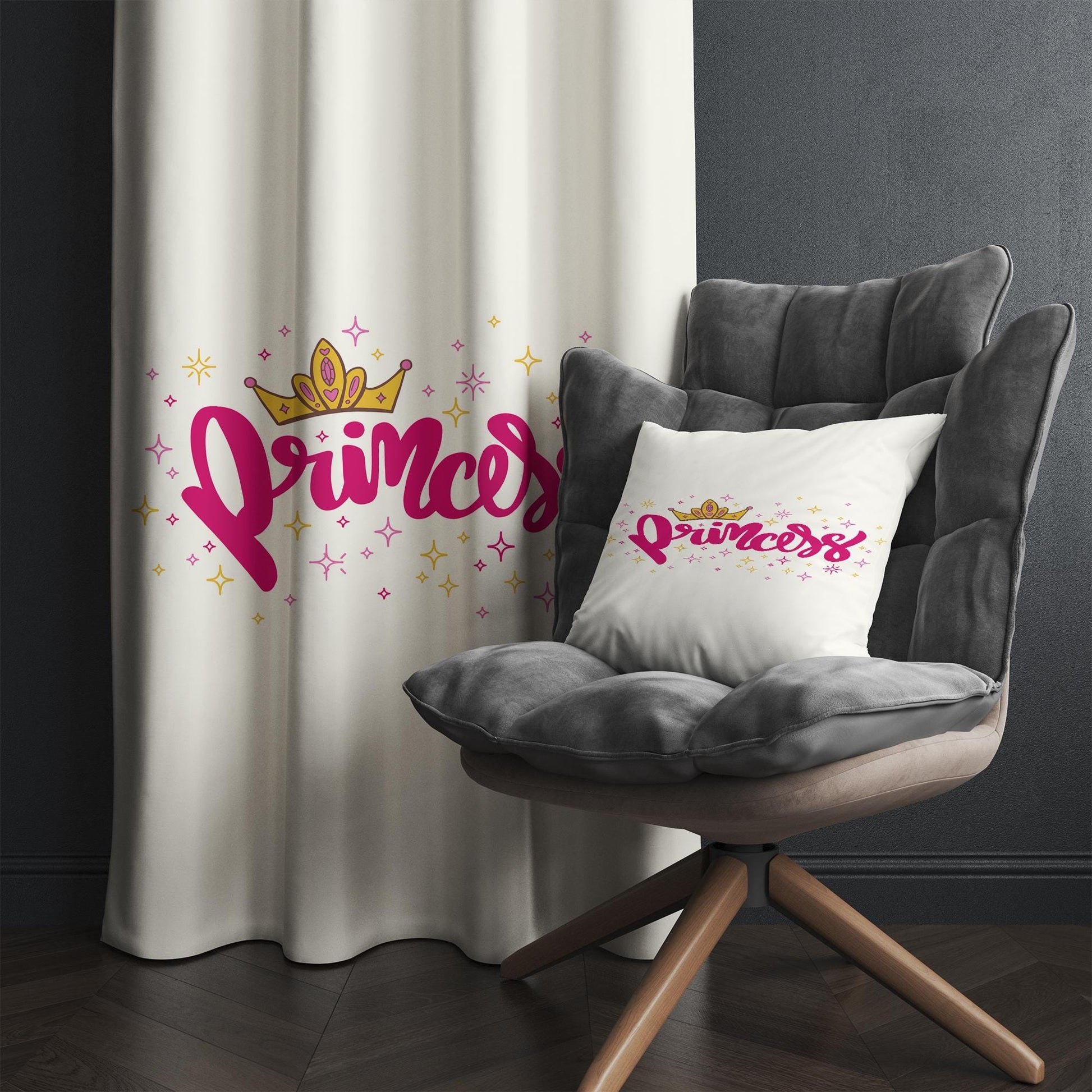 Pink Princess Kids Room Curtains, Custom Size Girls Window Drapes, Nursery Decor & Gift Pillow Case