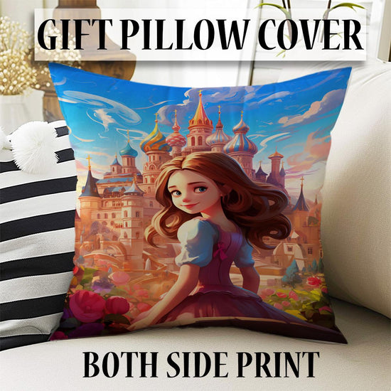 Medieval Princess Castle Curtains for Girls Bedroom, Custom Size Window Drapes, Nursery Decor & Gift Pillow Case