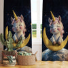 Baby Unicorn Curtains for Girls Room, Custom Size Window Drapes, Moon & Starry Night Decor, Kids Gift Pillow Cover, Nursery Window Treatment