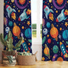 Space Galaxy Curtains for Kids Room, Custom Size Rocket & Stars Window Drapes, Room Decor with Matching Gift Pillow Case