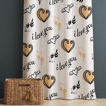 Love Hearts Kids Nursery Curtains & Custom Size Window Drapes with Gift Pillow Covers for Girls Room Decor