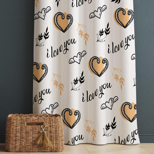 Love Hearts Kids Nursery Curtains & Custom Size Window Drapes with Gift Pillow Covers for Girls Room Decor