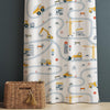 Kids Nursery Curtains Construction Vehicles, Custom Size Boys Room Drapes & Gift Pillow Covers, Yellow Road Equipment Decor