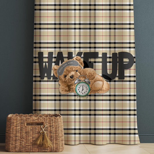 Bear Nursery Curtains Sleepy Kids Room Drapes Custom Size Kids Window Treatment & Gift Pillow Covers Cute Room Decor