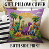 Dinosaur Nursery Curtains for Kids Room, Custom Size Floral Castle Window Drapes & Gift Pillow Covers, Colorful Kids Room Decor