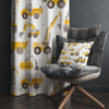 Yellow Construction Equipment Kids Curtains & Nursery Window Drapes, Custom Size, Gift Pillow Covers for Toddler Room Decor