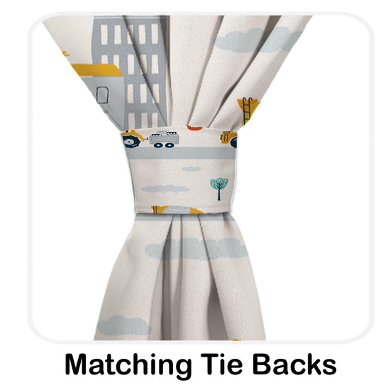 Construction Equipment Nursery Curtains Window Drapes, Custom Size Kids Room Decor, Gift Pillow Covers Toddler Room Houses, City Road Theme