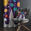 Galaxy Space Nursery Curtains & Gift Pillow Covers - Rocket Stars Planet Kids Room Drapes, Toddler Decor Gift, Custom Room Window Treatment