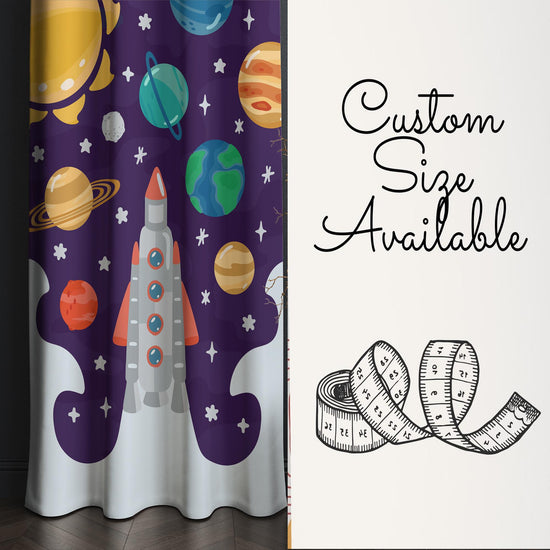 Galaxy Space Nursery Curtains & Gift Pillow Covers - Rocket Stars Planet Kids Room Drapes, Toddler Decor Gift, Custom Room Window Treatment
