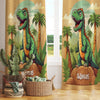 Green Dinosaur Nursery Curtains with Ancient Palm Trees – Custom Size Kids Window Drapes & Matching Pillow Covers Room Decor Gift