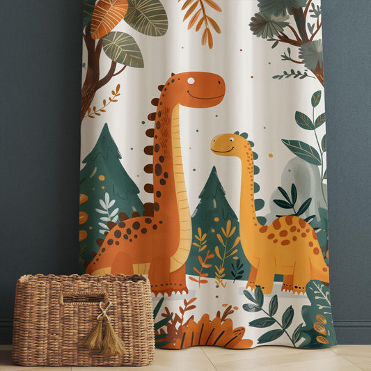 Dinosaur Kids Curtains & Gift Pillow Covers, Custom Dino Theme Nursery Drapes, Bedroom Window Treatment, Child Room Decor