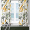 Safari Animals Kids Curtains & Gift Pillow Covers, Custom Nursery Drapes, Elephant Giraffe Zebra Window Treatment for Child Bedroom Decor