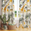 Safari Animals Kids Curtains & Gift Pillow Covers, Custom Nursery Drapes, Elephant Giraffe Zebra Window Treatment for Child Bedroom Decor