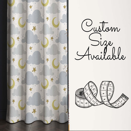 Cute Moon Stars Clouds  Baby Nursery Curtains , Custom Baby Room Drapes, Gift Pillow Covers, Cute Bedroom Window Treatment Decor