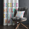 Alphabet Educational Letters Nursery Curtains – Custom Kids Room Drapes & Cute Bedroom Window Treatment Decor with Gift Pillow Covers