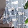 Sheer Moon Star Curtain for Kids Room – Gray White Sheep Nursery Net Voile, Lightweight & Machine Washable with Matching Accessories