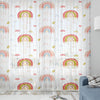 Sheer Cute Rainbow Curtain for Girls Kids Room – Bohemian Nursery Net Voile, Lightweight & Machine Washable - Matching Accessories