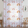 Sheer Cute Rainbow Curtain for Girls Kids Room – Bohemian Nursery Net Voile, Lightweight & Machine Washable - Matching Accessories