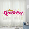 Pink White Princess Writen Sheer Curtain for Kids Room –Girls Nursery Net Voile, Lightweight & Machine Washable - Matching Accessories