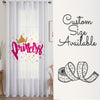 Pink White Princess Writen Sheer Curtain for Kids Room –Girls Nursery Net Voile, Lightweight & Machine Washable - Matching Accessories