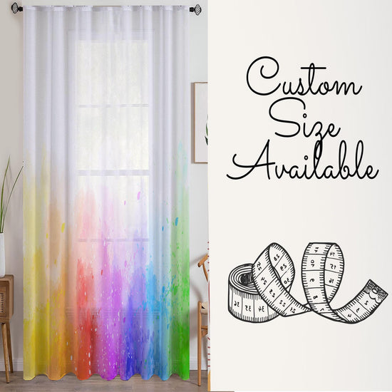 Colorful Rainbow Sheer Curtain for Girls Kids Room –Baby Nursery Net Voile, Lightweight & Machine Washable - Matching Accessories