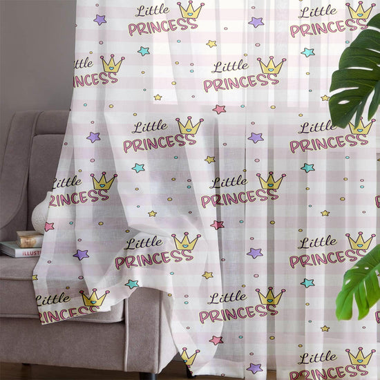 Princess Pink White Sheer Curtain for Girls Kids Room –Little Princess Nursery Net Voile, Lightweight & Machine Washable