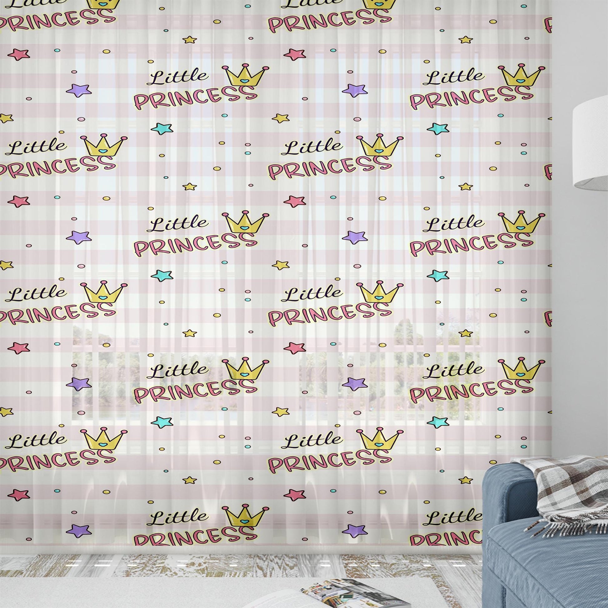 Princess Pink White Sheer Curtain for Girls Kids Room –Little Princess Nursery Net Voile, Lightweight & Machine Washable