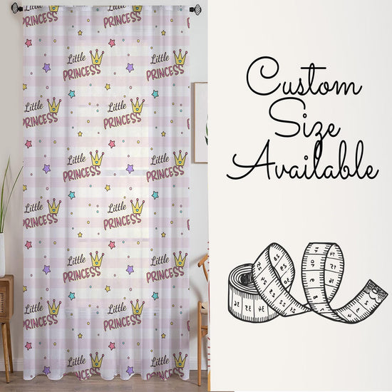 Princess Pink White Sheer Curtain for Girls Kids Room –Little Princess Nursery Net Voile, Lightweight & Machine Washable