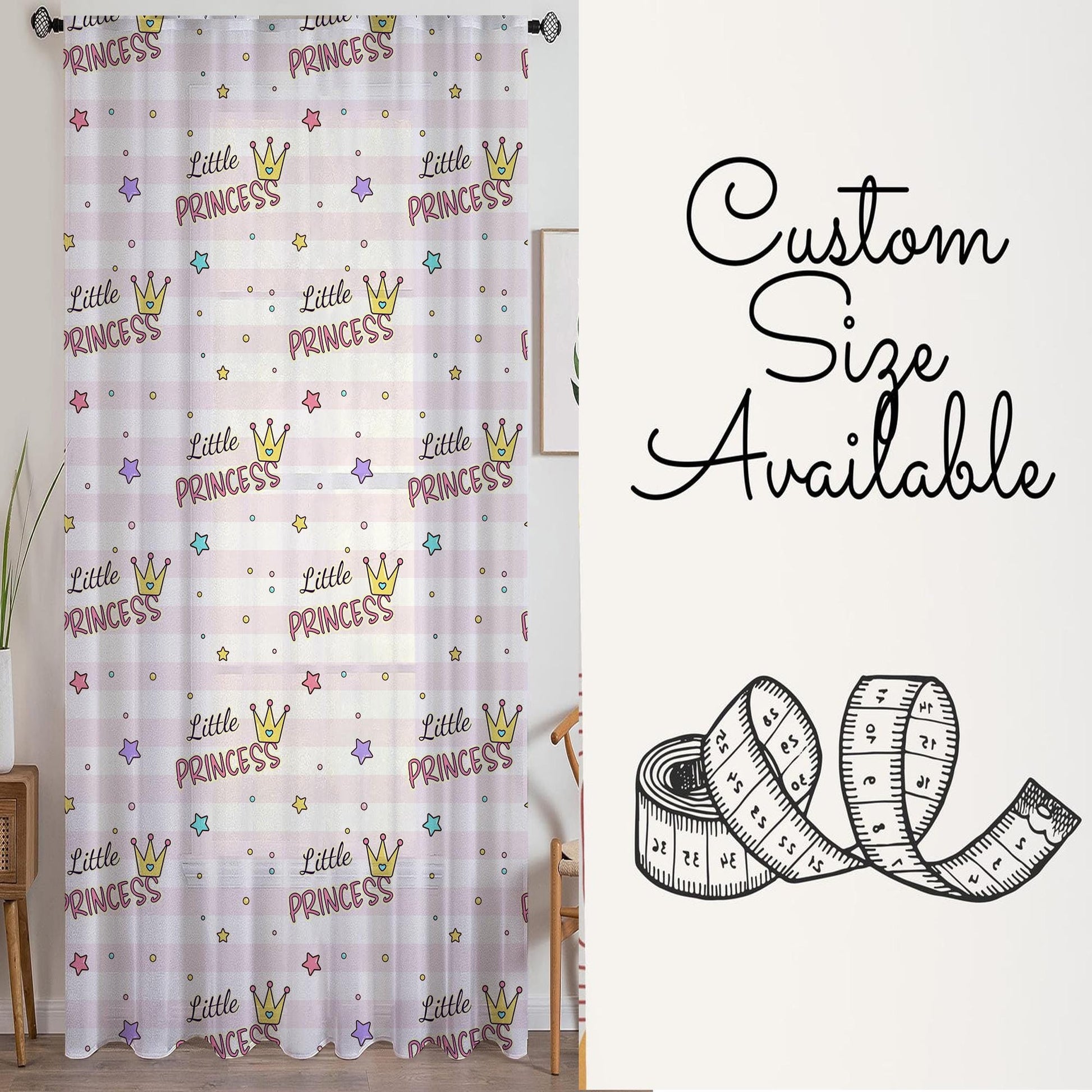 Princess Pink White Sheer Curtain for Girls Kids Room –Little Princess Nursery Net Voile, Lightweight & Machine Washable
