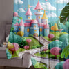 Colorful Castle Sheer Curtain for Girls Room, Lightweight Candy Town Nursery Net Voile, Kids Room Window Drapes, Machine Washable