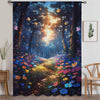 Colorful Flowers Woodland Path Sheer Curtain for Girls Room, Lightweight Floral Nursery Net Voile, Kids Room Window Drapes, Machine Washable