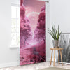 Pink Trees Forest Path Sheer Curtain for Girls Room, Lightweight Floral Nursery Net Voile, Kids Room Window Drapes, Machine Washable