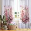Fairy Princess Floral Pink Sheer Curtain for Girls Room, Lightweight Flowers Nursery Net Voile, Kids Room Window Drapes, Machine Washable