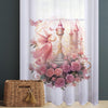 Fairy Princess Floral Pink Sheer Curtain for Girls Room, Lightweight Flowers Nursery Net Voile, Kids Room Window Drapes, Machine Washable