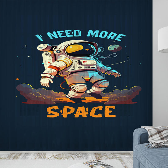 Astronaut Sheer Curtain for Kids Room, Lightweight Space Nursery Net Voile, Kids Room Window Drapes, Machine Washable