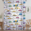 Construction Equipment Sheer Curtain for Kids Room, Lightweight Road Car Nursery Net Voile, Kids Room Window Drapes, Machine Washable