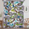 City Road Map Sheer Curtain for Kids Room, Lightweight Traffic Car Nursery Net Voile, Kids Room Window Drapes, Machine Washable